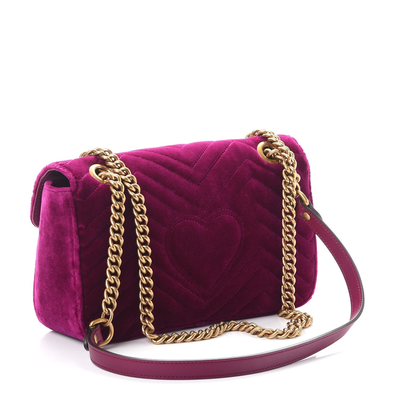 Gucci Velvet Matelasse Small GG Marmont Shoulder Bag Fuchsia Violet Cyclamen 3 of 8