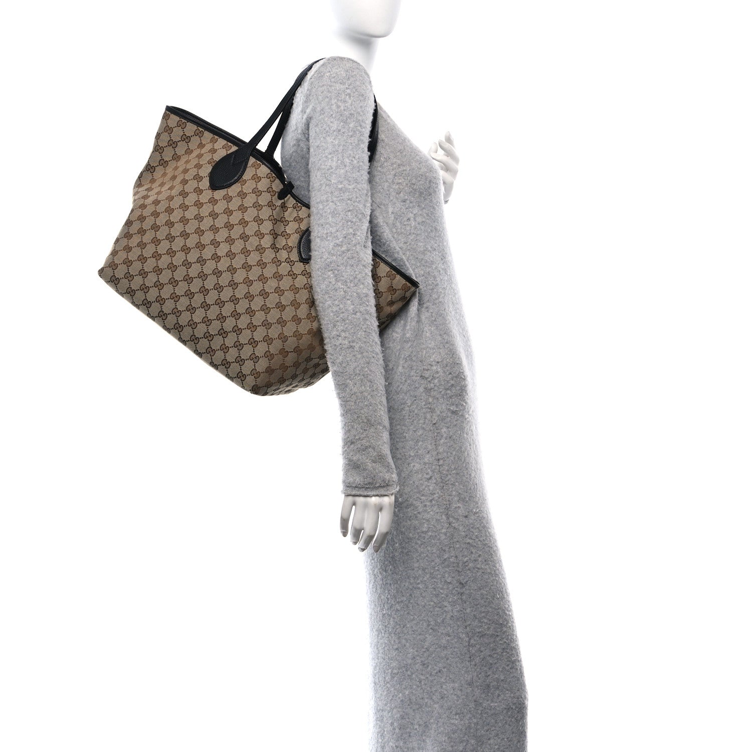 Gucci Grained Calfskin Monogram Large Totissima Reversible Tote Black 3 of 17