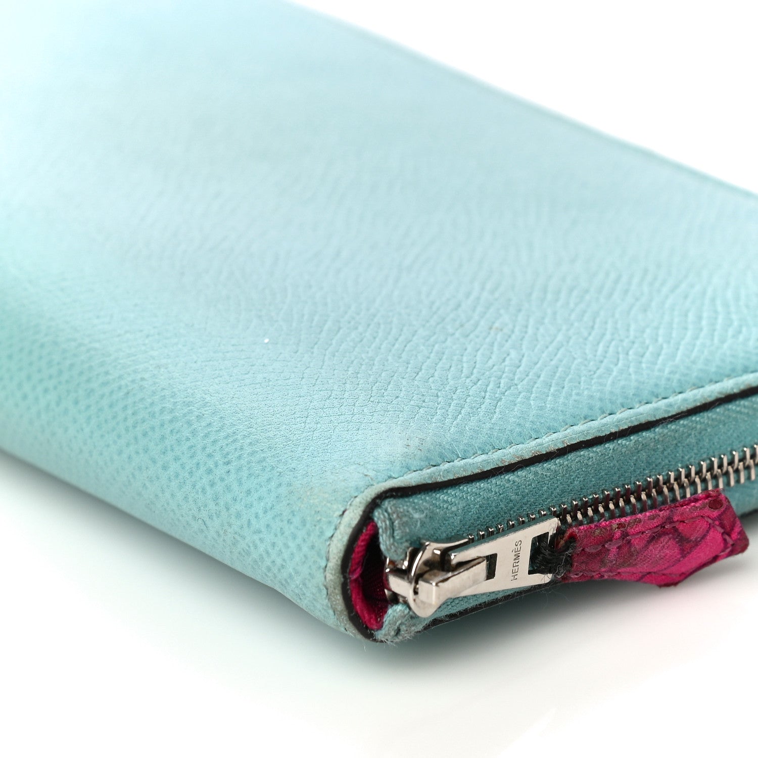 Hermes Epsom Silk'In Wallet Bleu Atoll Rose Tyrien 9 of 15
