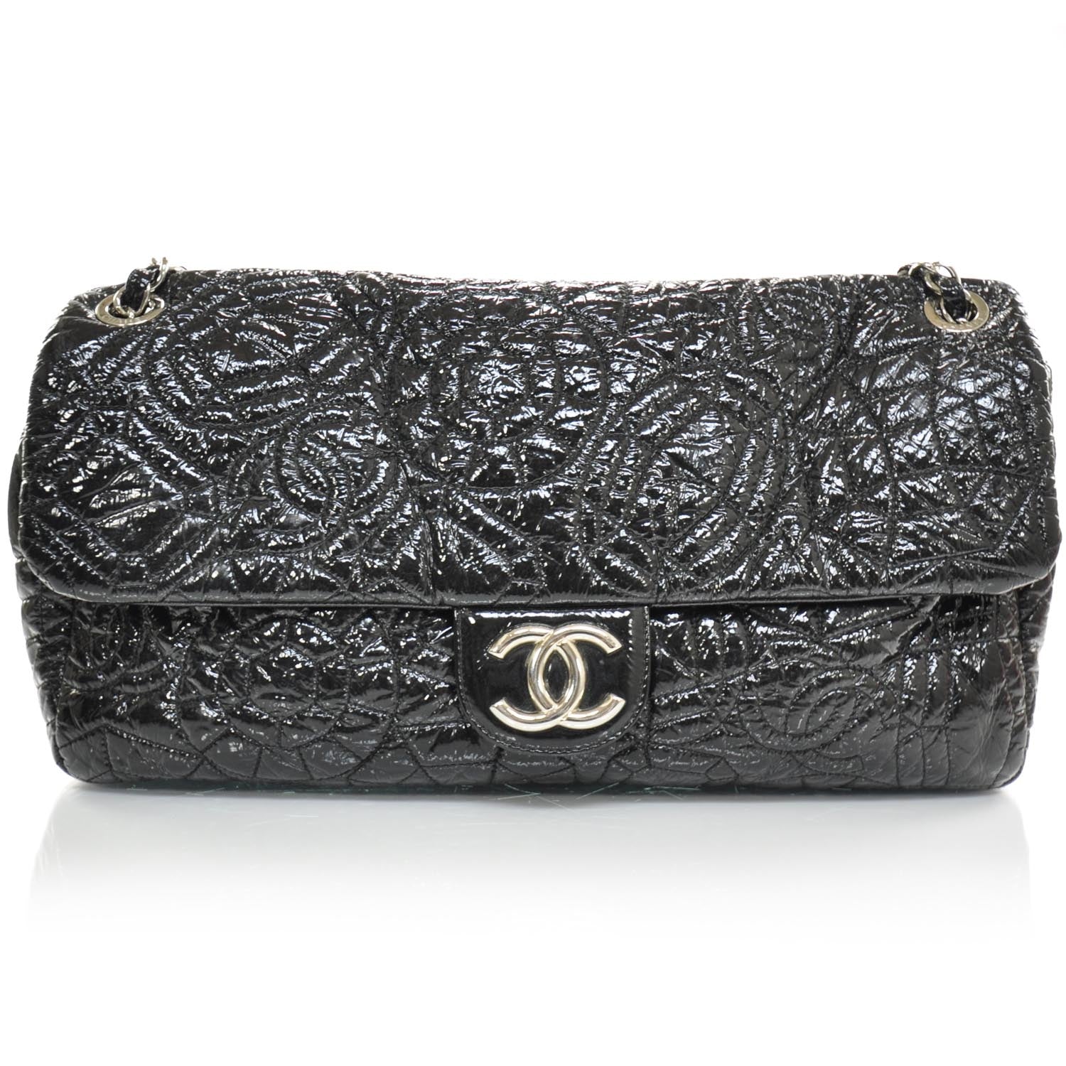 Chanel Vinyl Graphic Edge Flap Bag Black 1 of 11