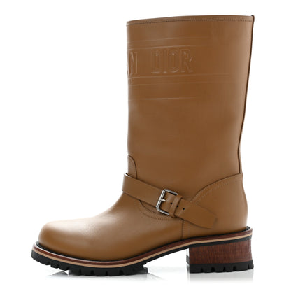 Christian Dior Calfskin Embossed Dior Quest 35mm Biker Boots 38.5 Natural 1 of 12