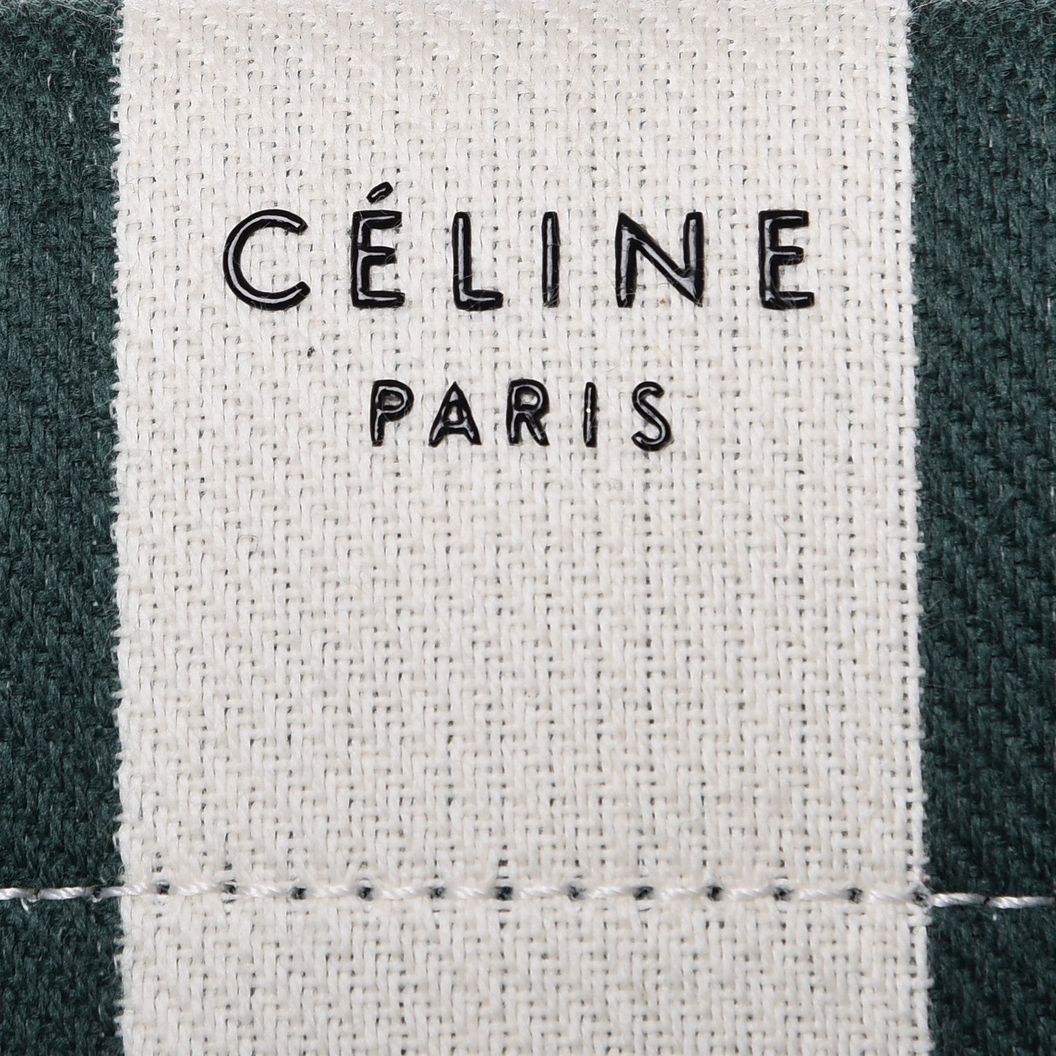 Celine Cotton Canvas Striped Medium Phantom Luggage White Green 6 of 8