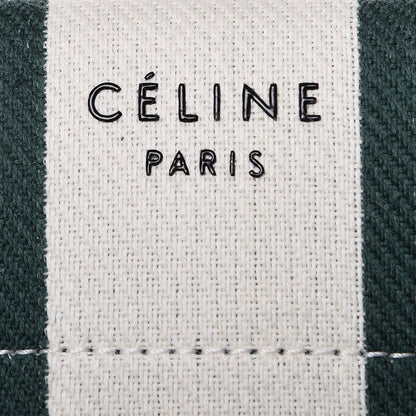 Celine Cotton Canvas Striped Medium Phantom Luggage White Green 6 of 8