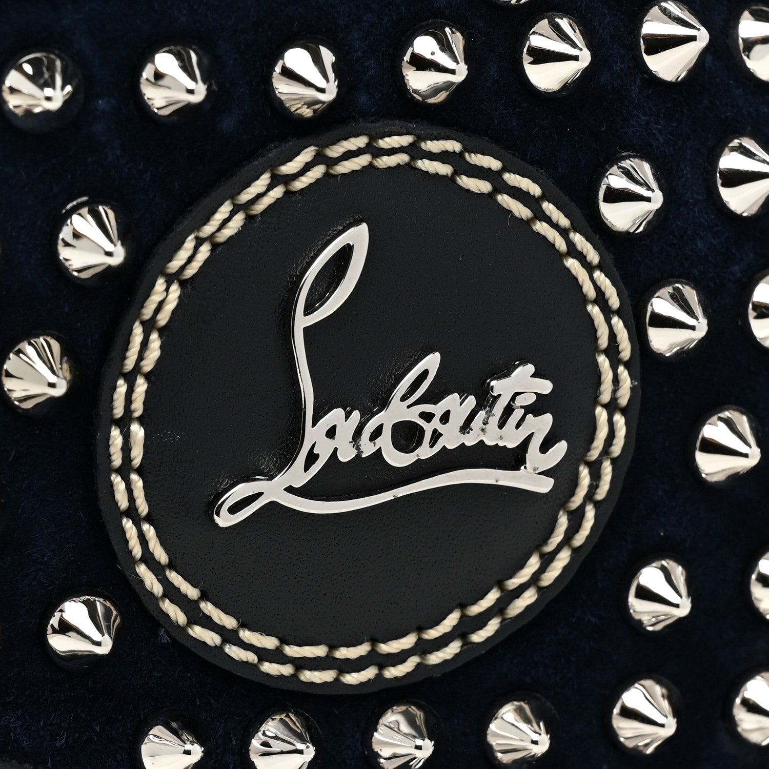 Christian Louboutin Calfskin Mens Louis Spikes Flat Sneakers 44 Navy Black 8 of 14