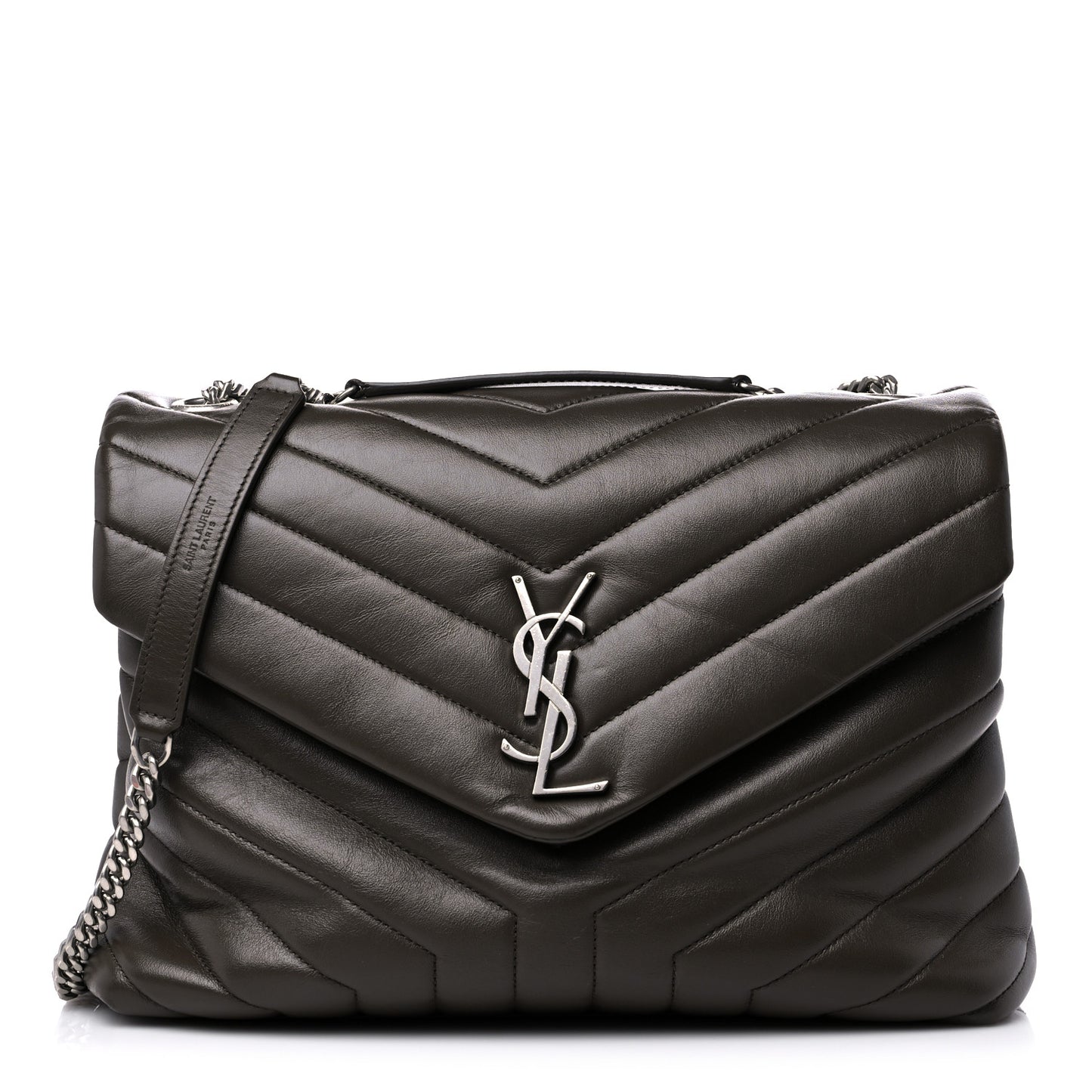 Calfskin Y Quilted Monogram Medium Loulou Chain Satchel Asphalt