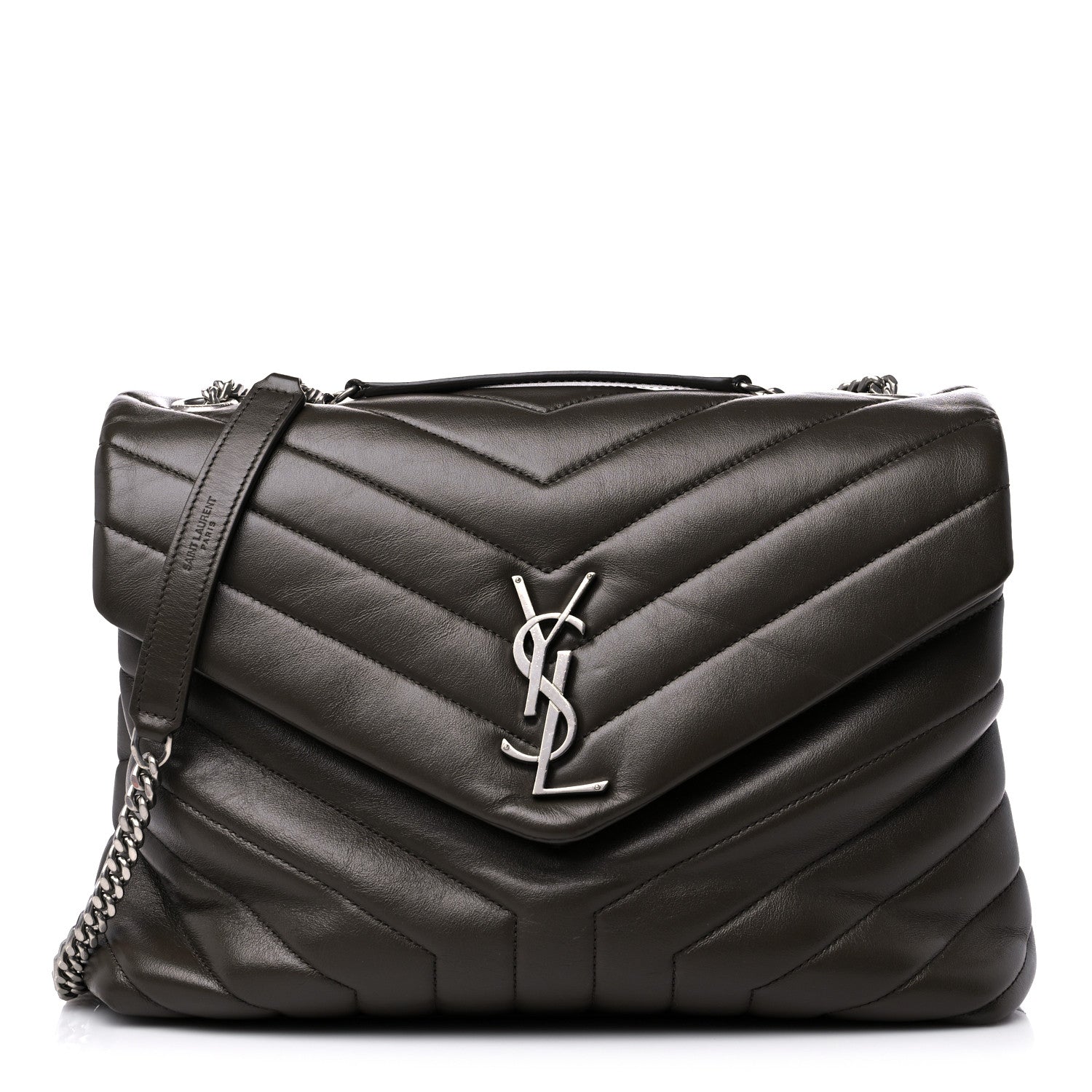 Saint Laurent Calfskin Y Quilted Monogram Medium Loulou Chain Satchel Asphalt 1 of 15