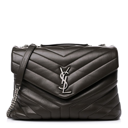 Saint Laurent Calfskin Y Quilted Monogram Medium Loulou Chain Satchel Asphalt 1 of 15
