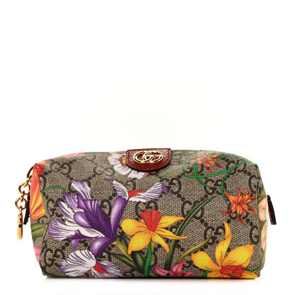 Gucci Soft GG Supreme Monogram Flora Calfskin Small Ophidia Cosmetic Case Beige Ebony Multicolor Rosso 1 of 9