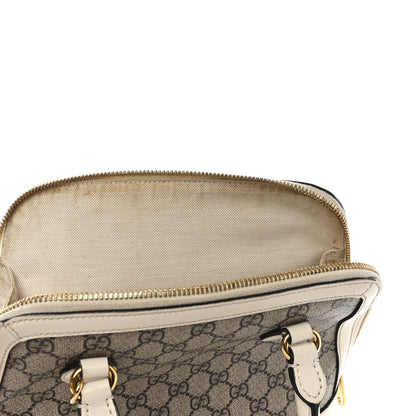 Gucci GG Supreme Monogram Azalea Calfskin Small Horsebit 1955 Top Handle Bag Beige Ebony Mystic White 12 of 15