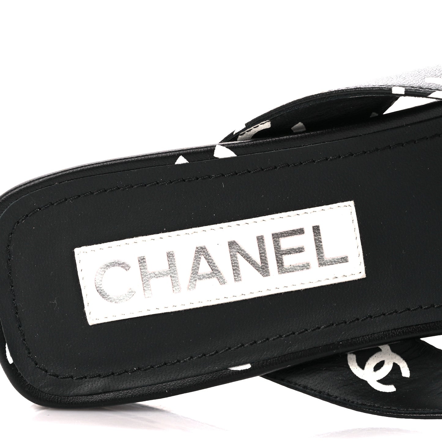Printed Lambskin Coco Beach Thong Sandals 41 Black White
