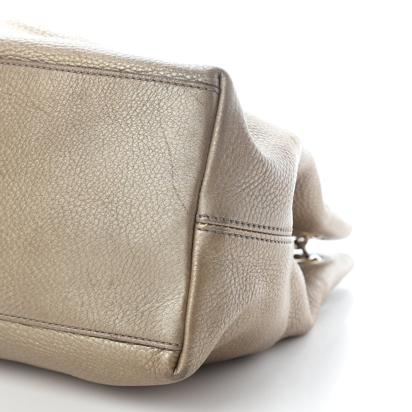 Metallic Pebbled Calfskin Medium Soho Chain Shoulder Bag Golden Beige