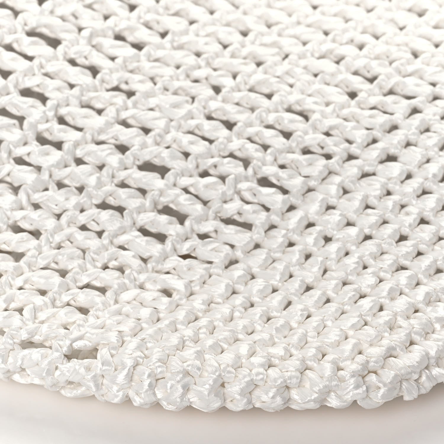 Prada Yarn Raffia Effect Crochet Logo Embroidered Shopping Tote Bag White 8 of 11
