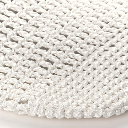 Prada Yarn Raffia Effect Crochet Logo Embroidered Shopping Tote Bag White 8 of 11