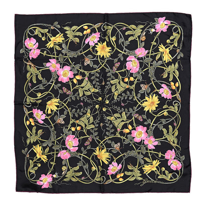 Gucci Silk Floral Flowerwebby Square Scarf Black 1 of 5