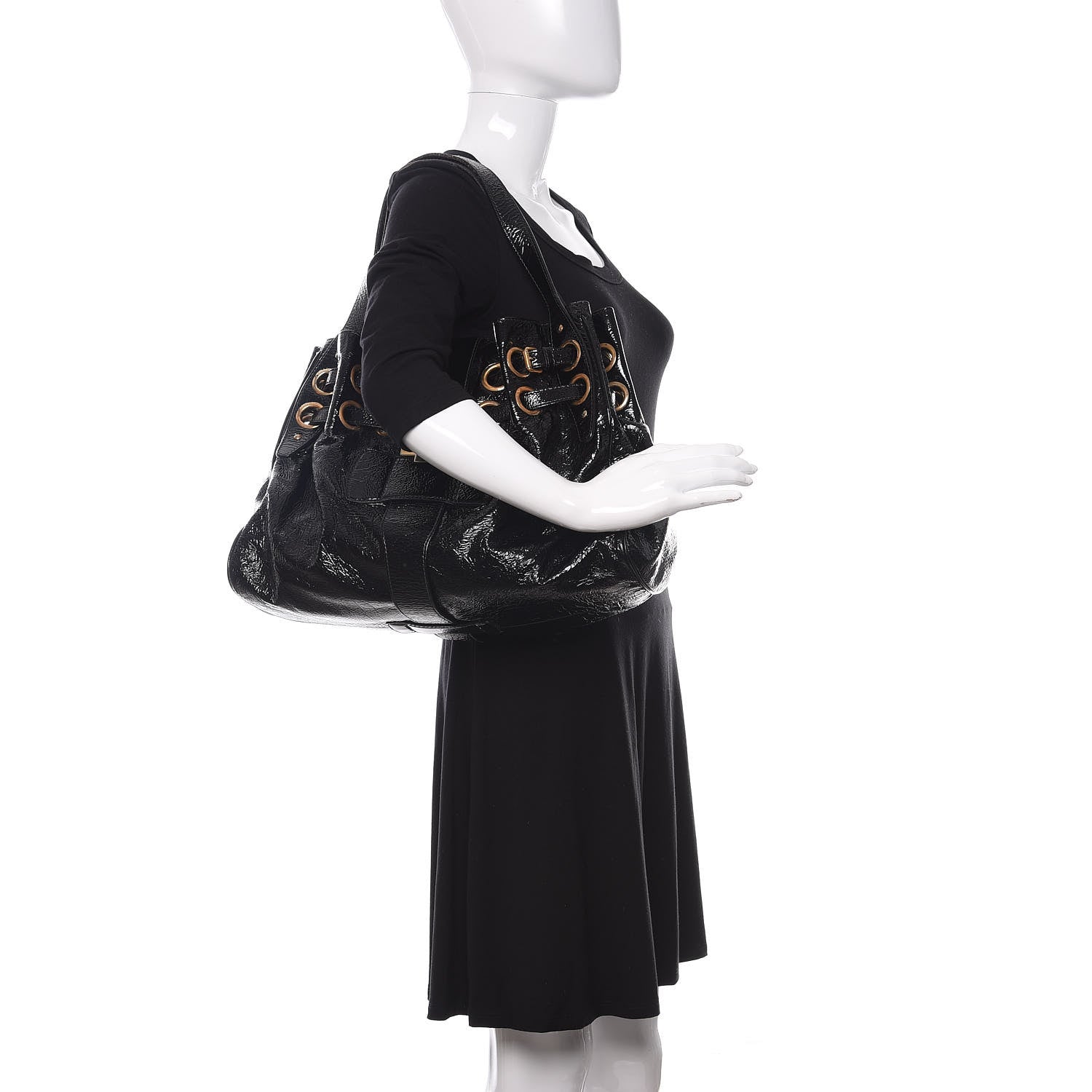 Jimmy Choo Crushed Patent Riki Bag Black 2 of 14