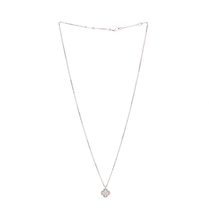 Van Cleef & Arpels 18K White Gold Diamond Sweet Alhambra Pendant Necklace 2 of 7