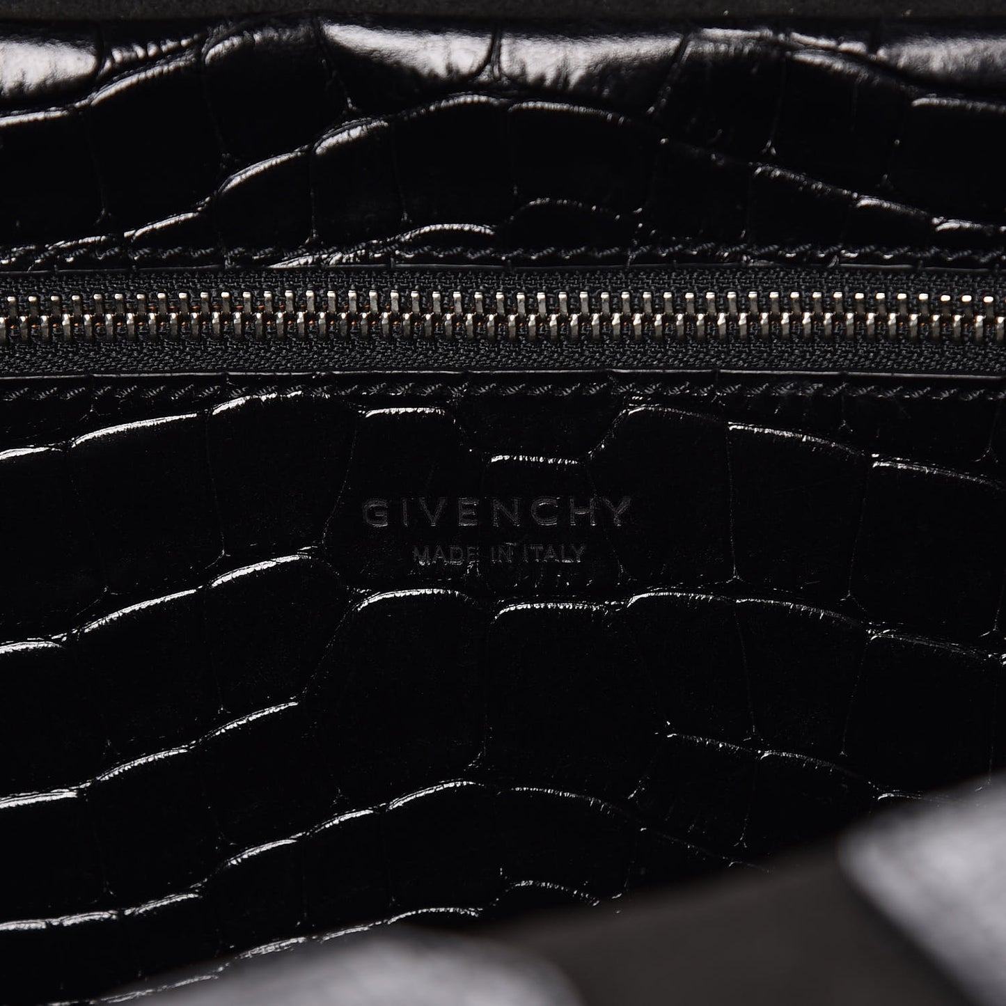 Calfskin Crocodile Embossed Easy Tote Black