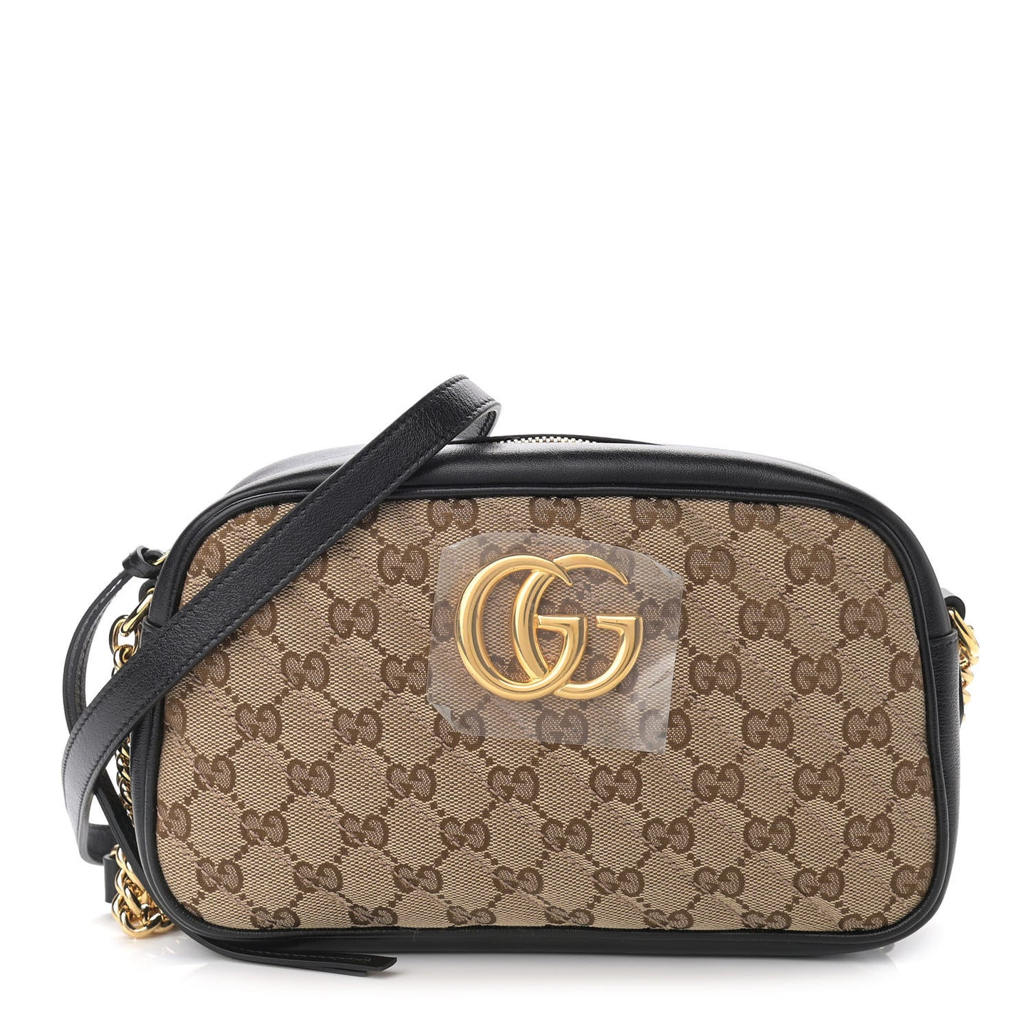 Monogram Matelasse Diagonal Small GG Marmont Chain Shoulder Bag Beige Black