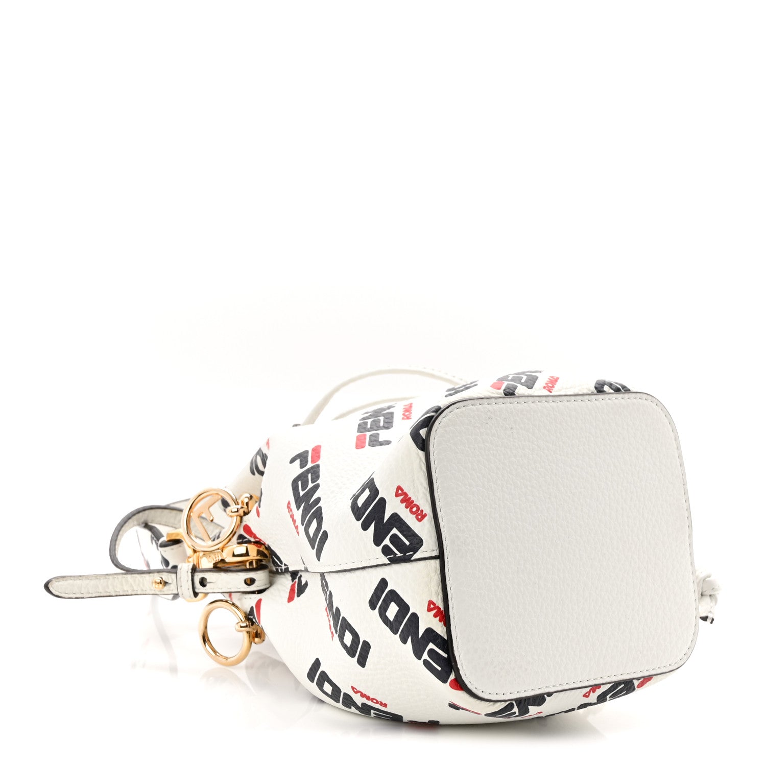 Fendi X FILA Vitello F is Fendi Mania Mini Mon Tresor Bucket Bag White 4 of 10