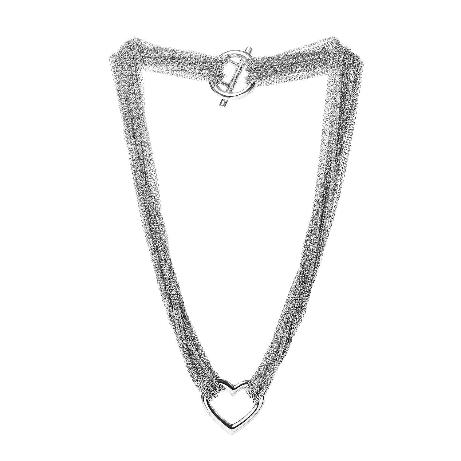 Tiffany Sterling Silver Heart Multi Chain Toggle Necklace 3 of 5