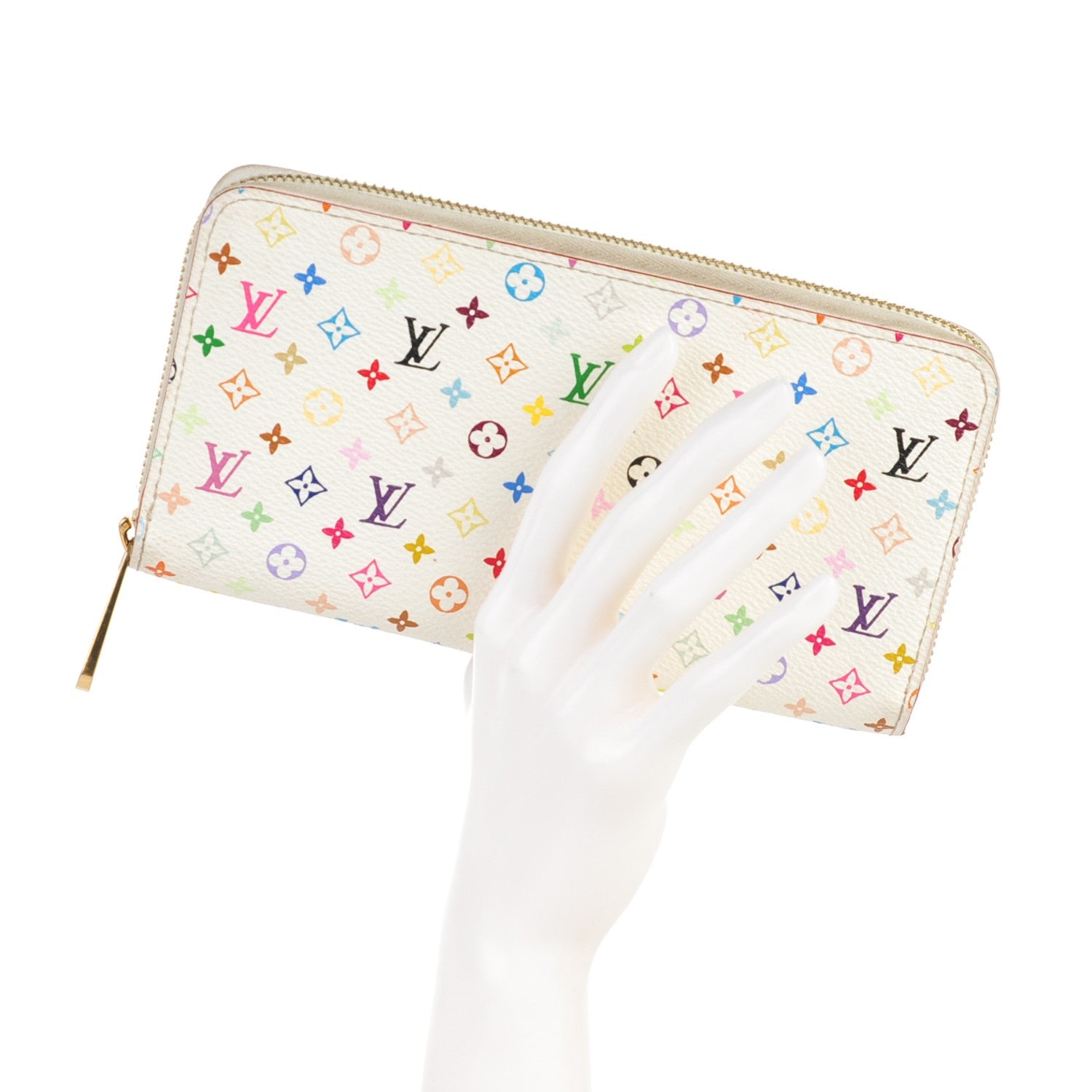 Louis Vuitton Monogram Multicolor Zippy Wallet White Orange 3 of 10