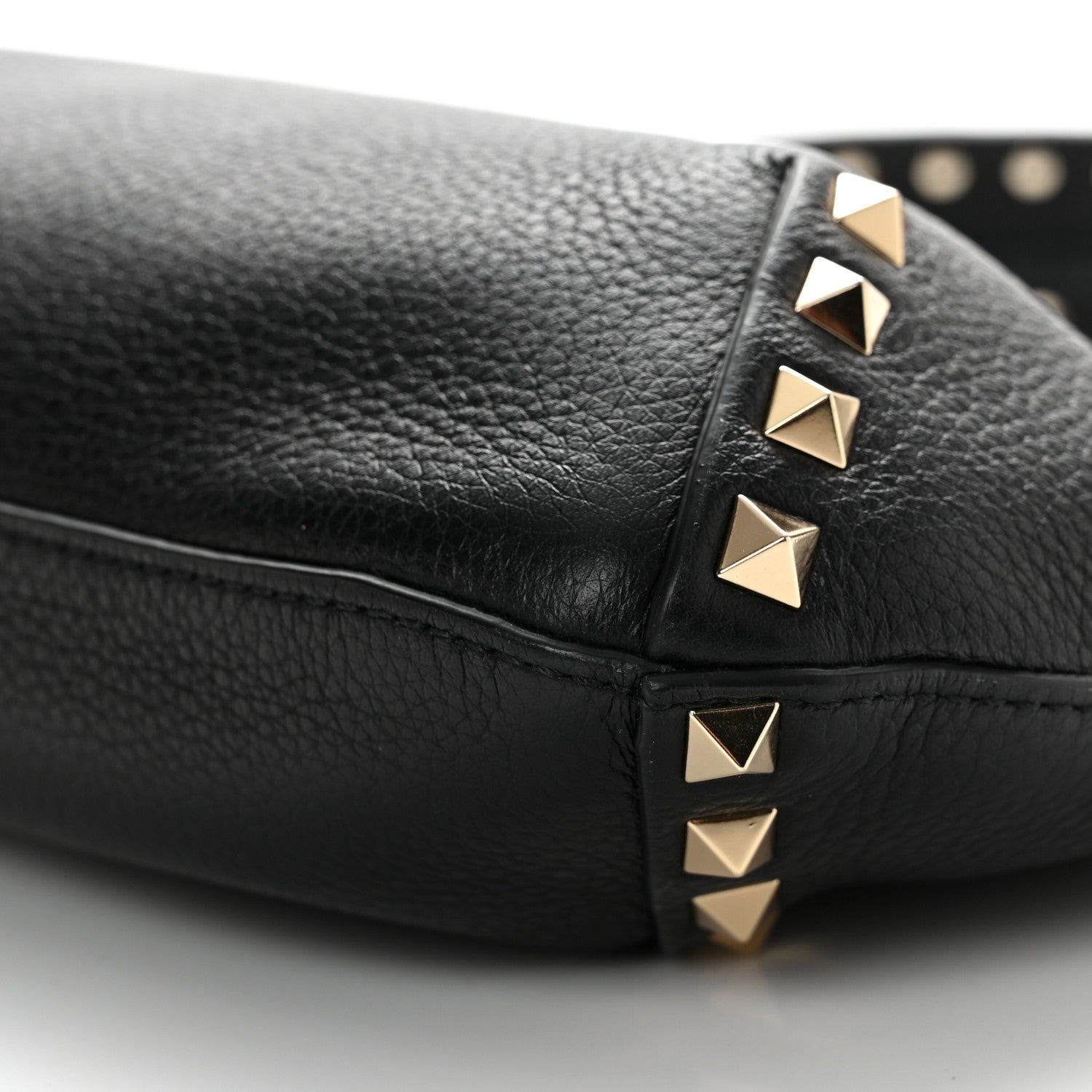 Valentino Garavani Pebbled Calfskin Small Rockstud Flip Lock Hobo Black 9 of 9