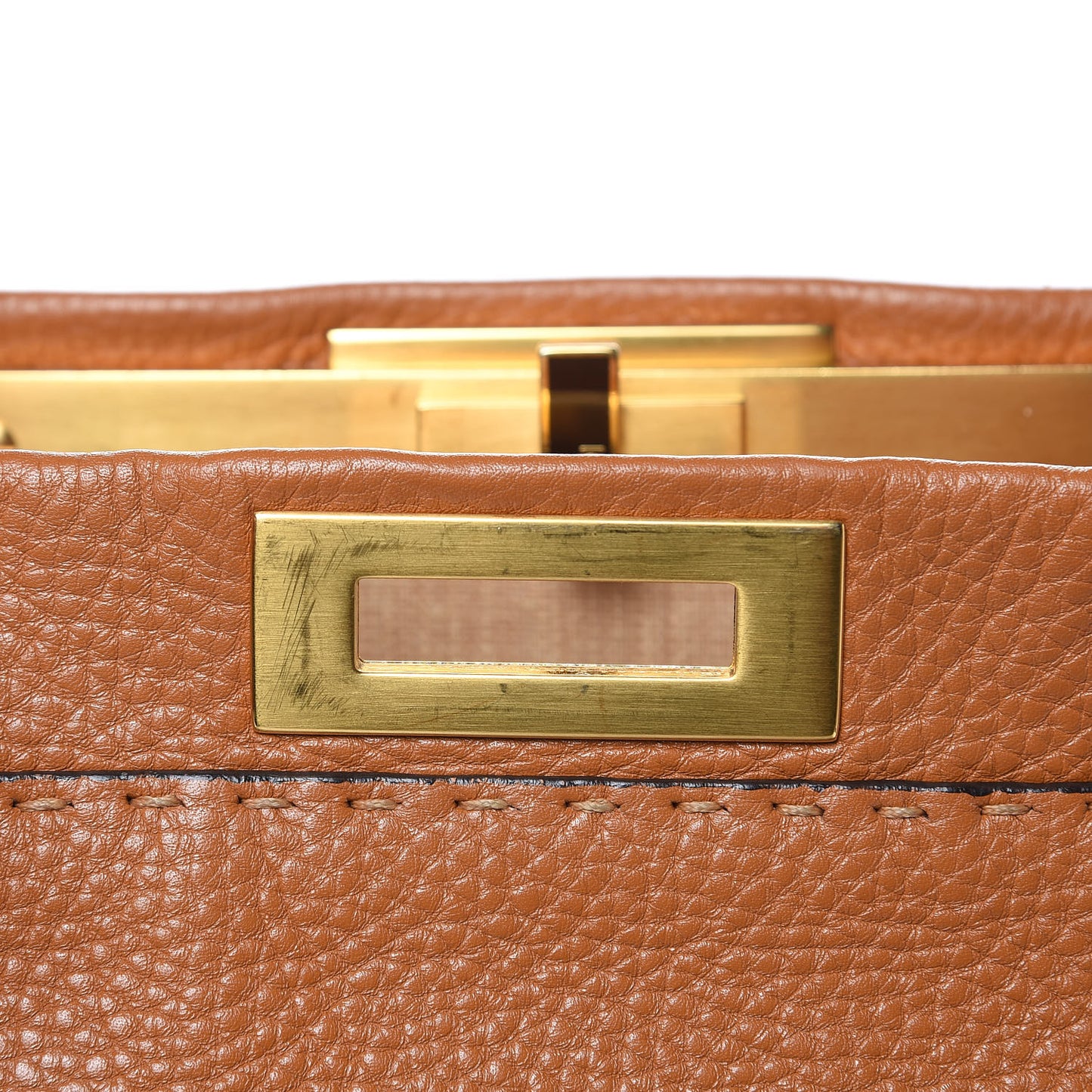 Cuoio Romano Raffia Selleria Large Peekaboo Iconic Satchel Caramel