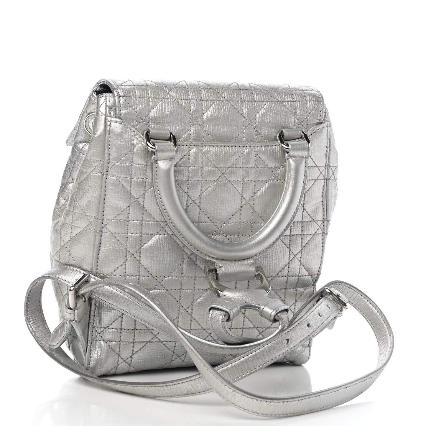 Ceramic Effect Deerskin Cannage Small Stardust Backpack Silver