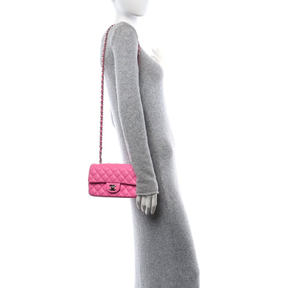 Chanel Lambskin Quilted Mini Rectangular Flap Neon Pink 2 of 11