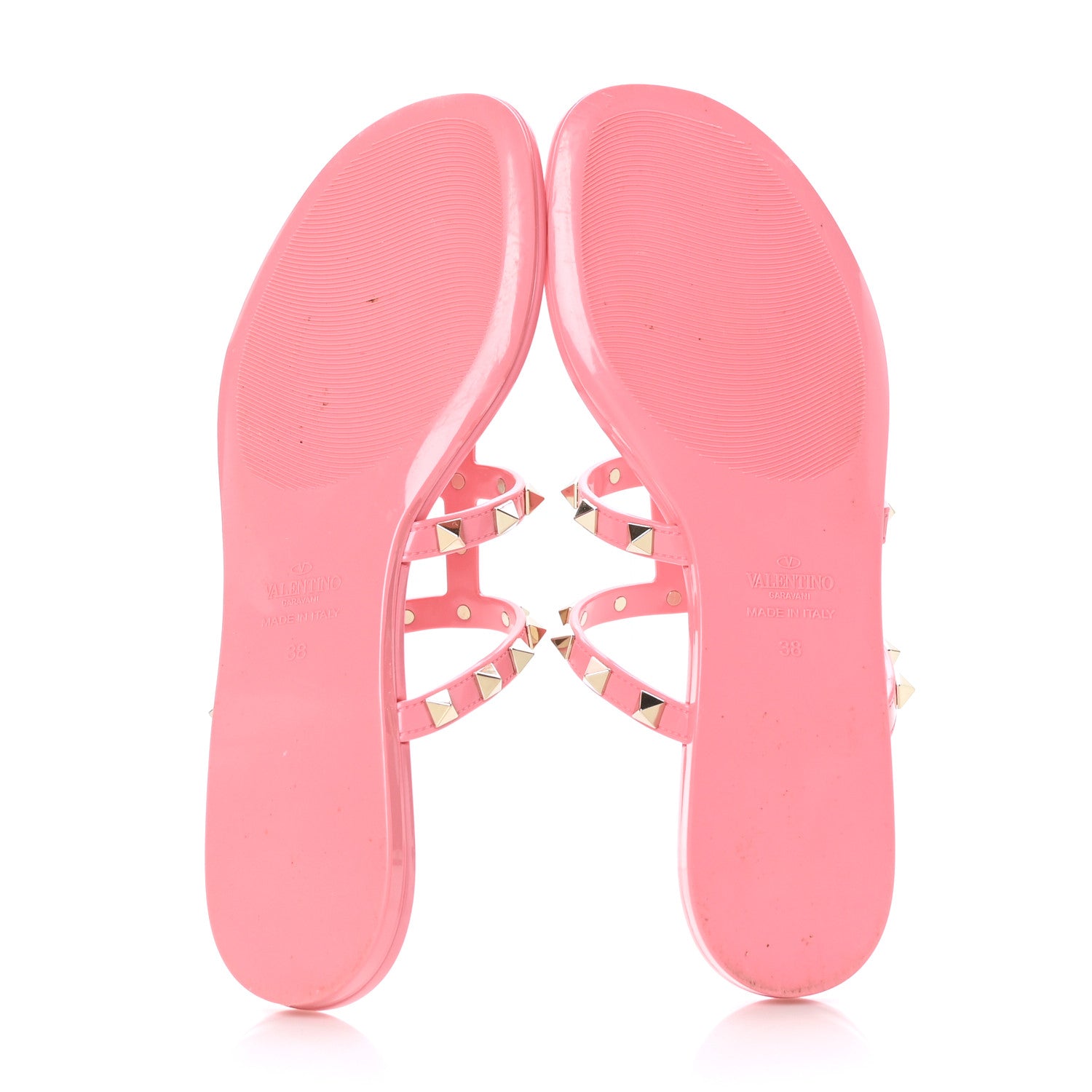 Valentino Garavani PVC Jelly Rockstud Caged Flat Thong Sandals 38 Sweet Pink 5 of 7