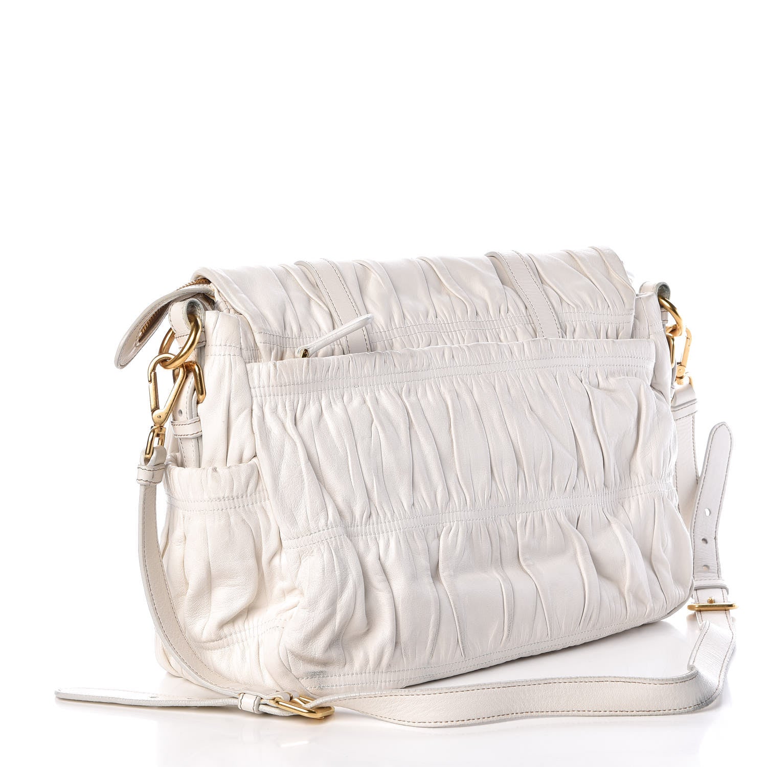 Prada Nappa Dressy Gaufre Messenger Talco 3 of 6