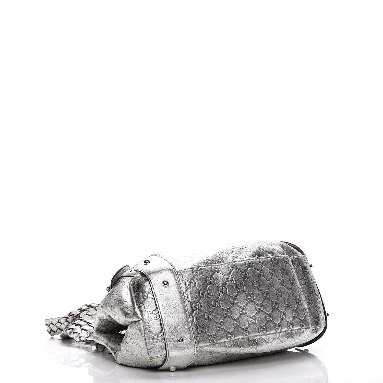 Gucci Metallic Guccissima Medium Pelham Shoulder Bag Silver 4 of 7