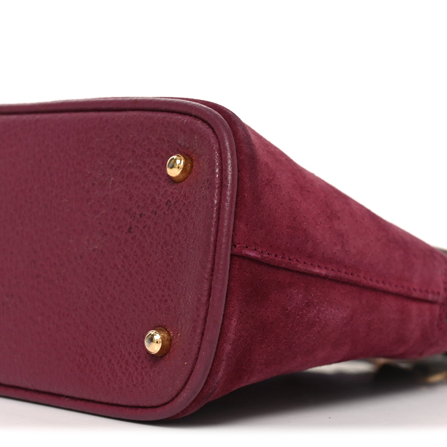 Gucci Suede Bamboo Handle Dome Bag Burgundy 10 of 10