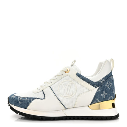 Louis Vuitton Calfskin Monogram Denim Run Away Sneakers 37.5 White 1 of 11