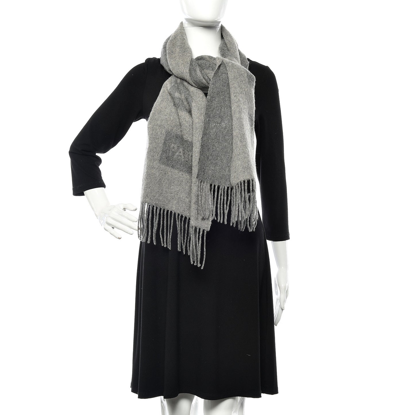 Cashmere Baroda Fringe Scarf Grey