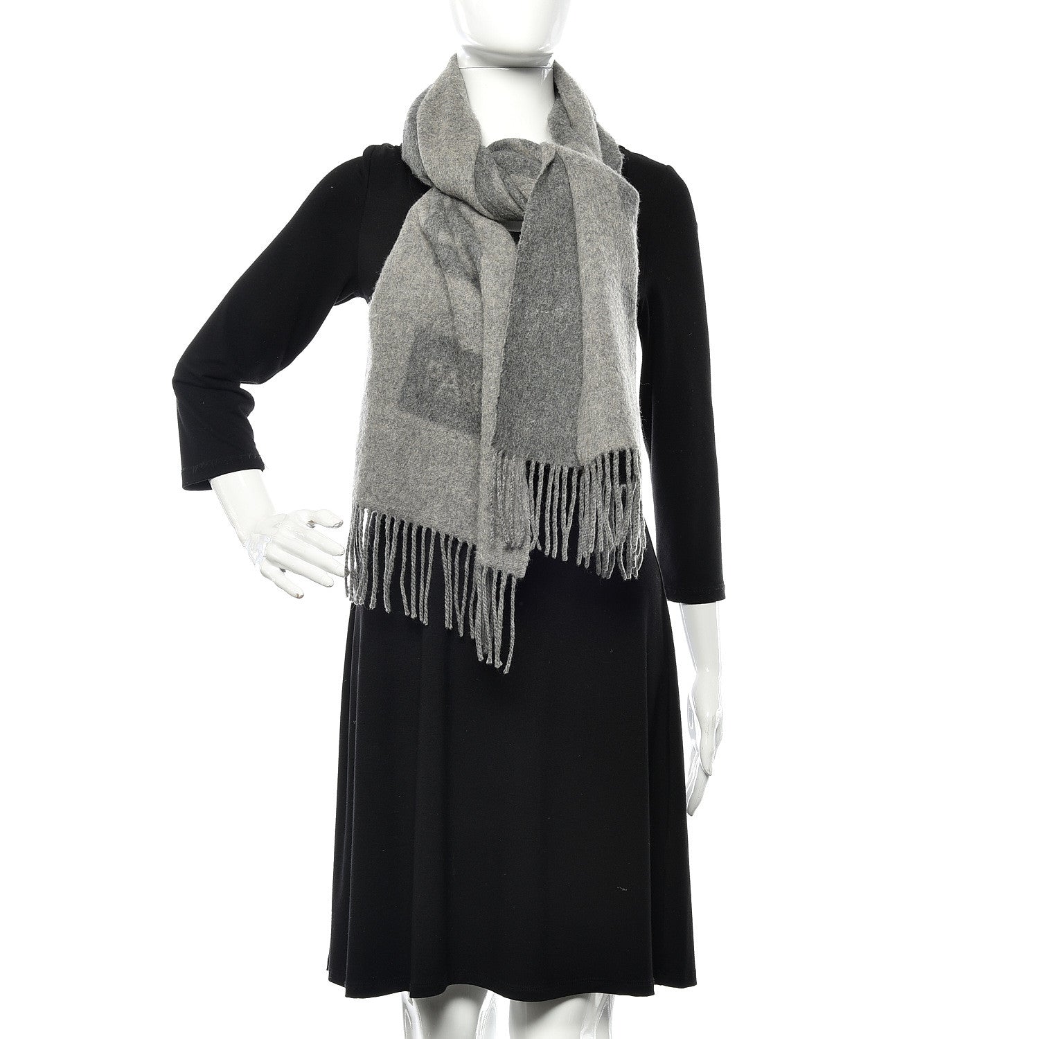 Louis Vuitton Cashmere Baroda Fringe Scarf Grey 2 of 4