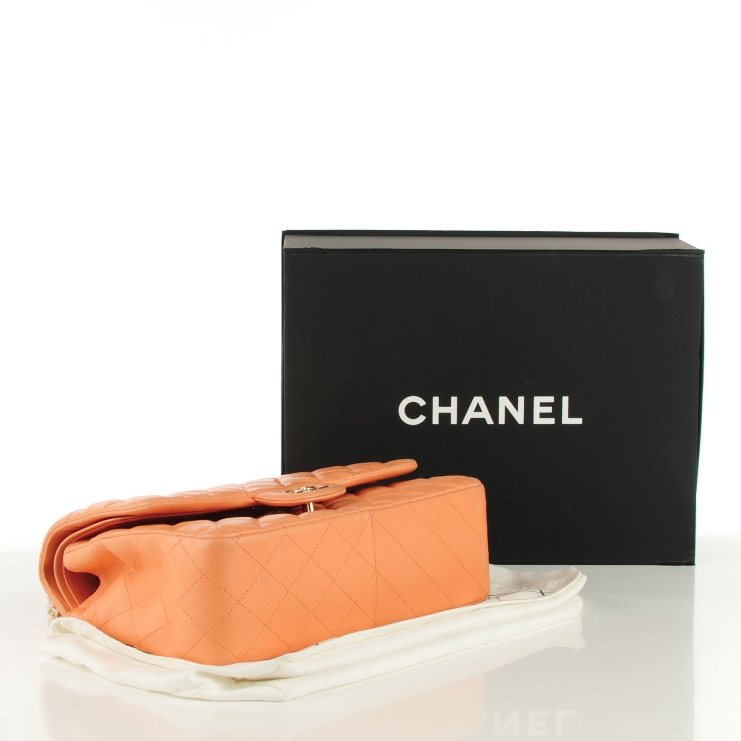 Chanel Lambskin Quilted Jumbo Double Flap Light Orange 4 of 9