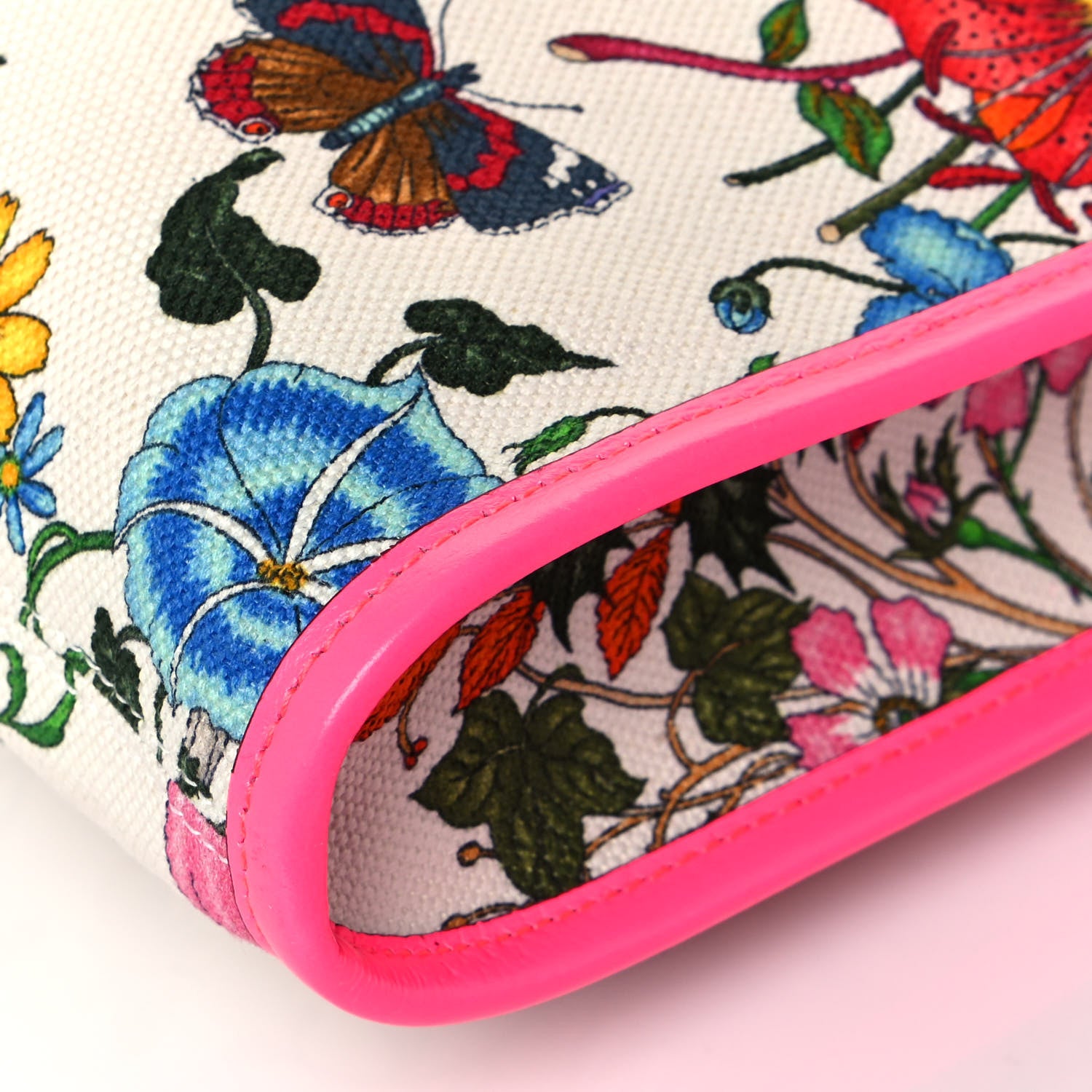 Gucci Canvas Flora Large Rajah Chain Tote White Multicolor Fuxia Fluo 13 of 13