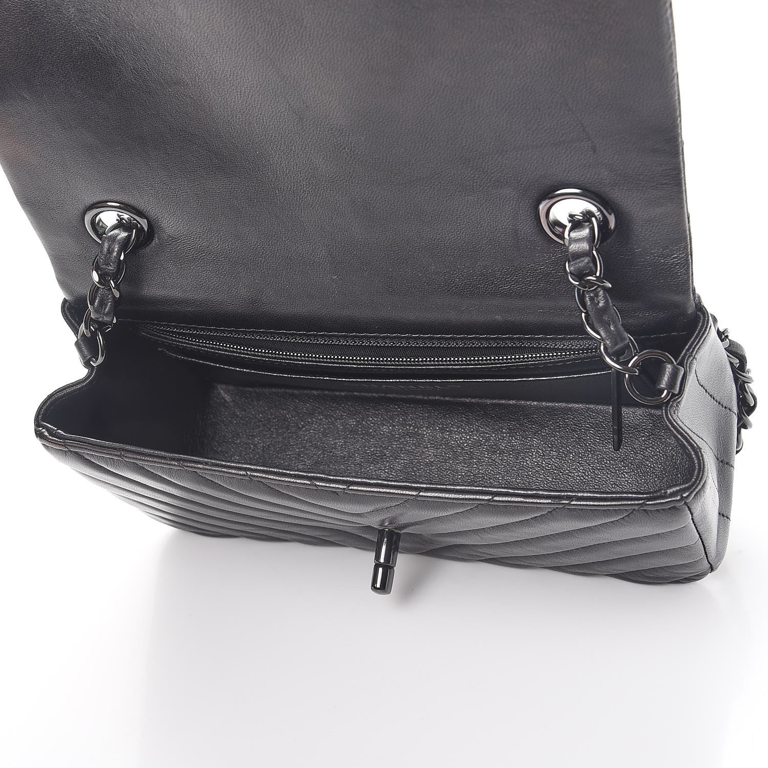 Chanel Lambskin Chevron Quilted Mini Rectangular Flap So Black 5 of 8