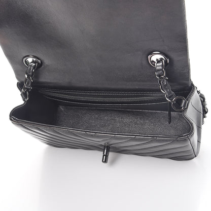 Chanel Lambskin Chevron Quilted Mini Rectangular Flap So Black 5 of 8