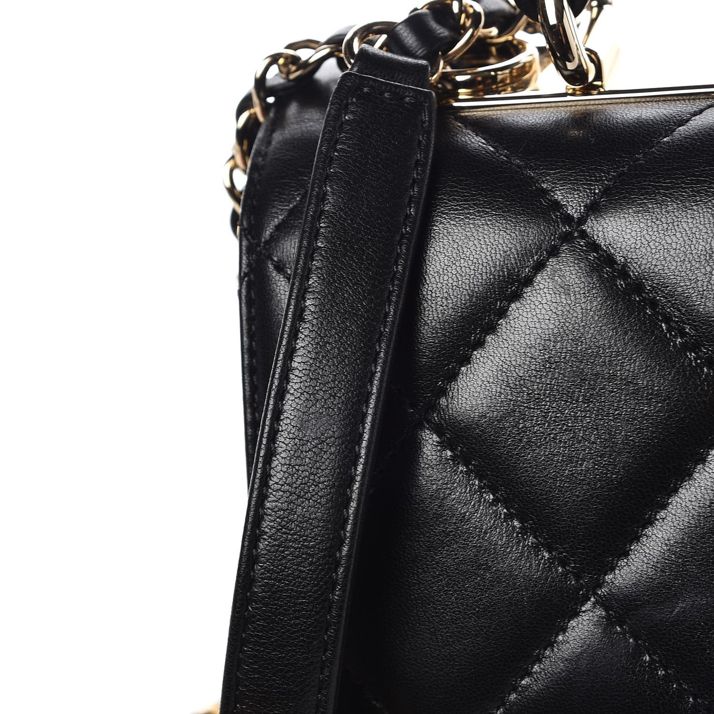 Lambskin Quilted Small Trendy CC Dual Handle Flap Bag Black