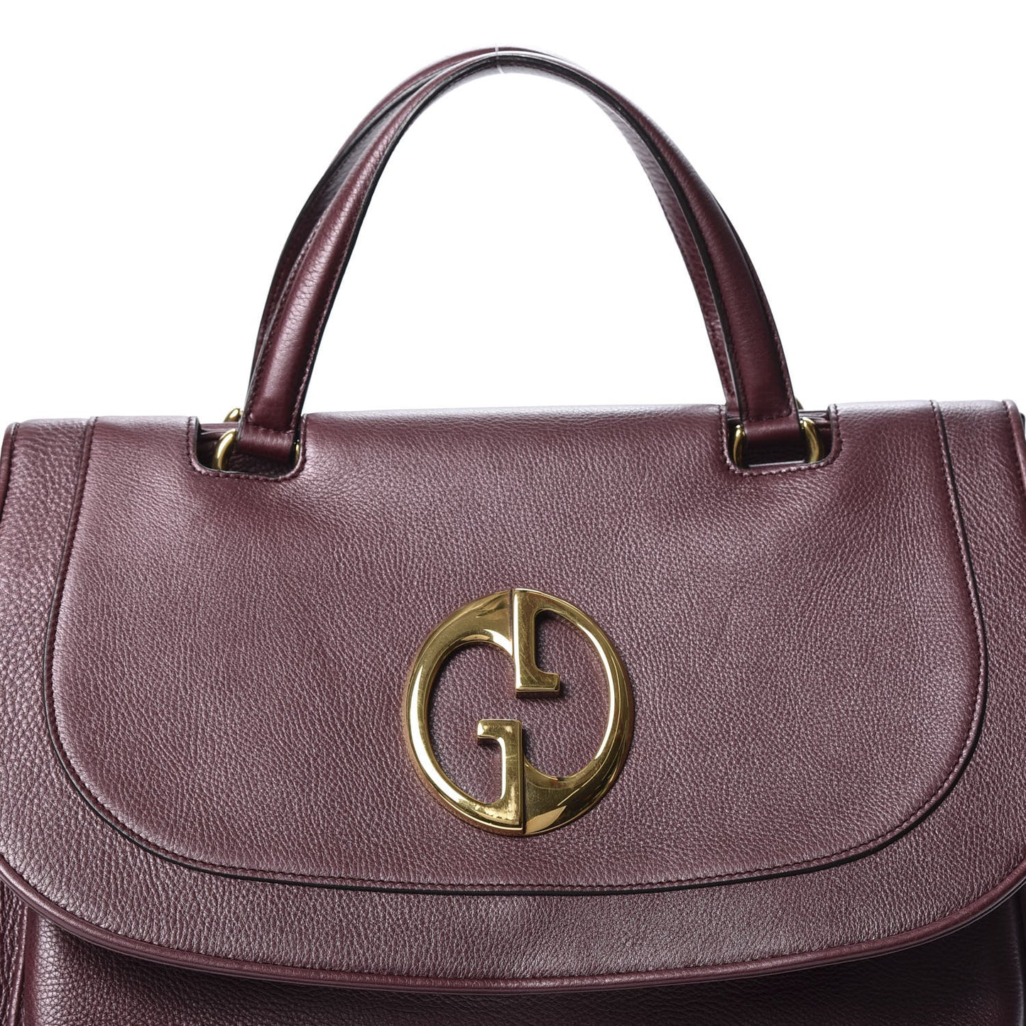 Metallic Pebbled Calfskin Medium 1973 Top Handle Satchel Burgundy