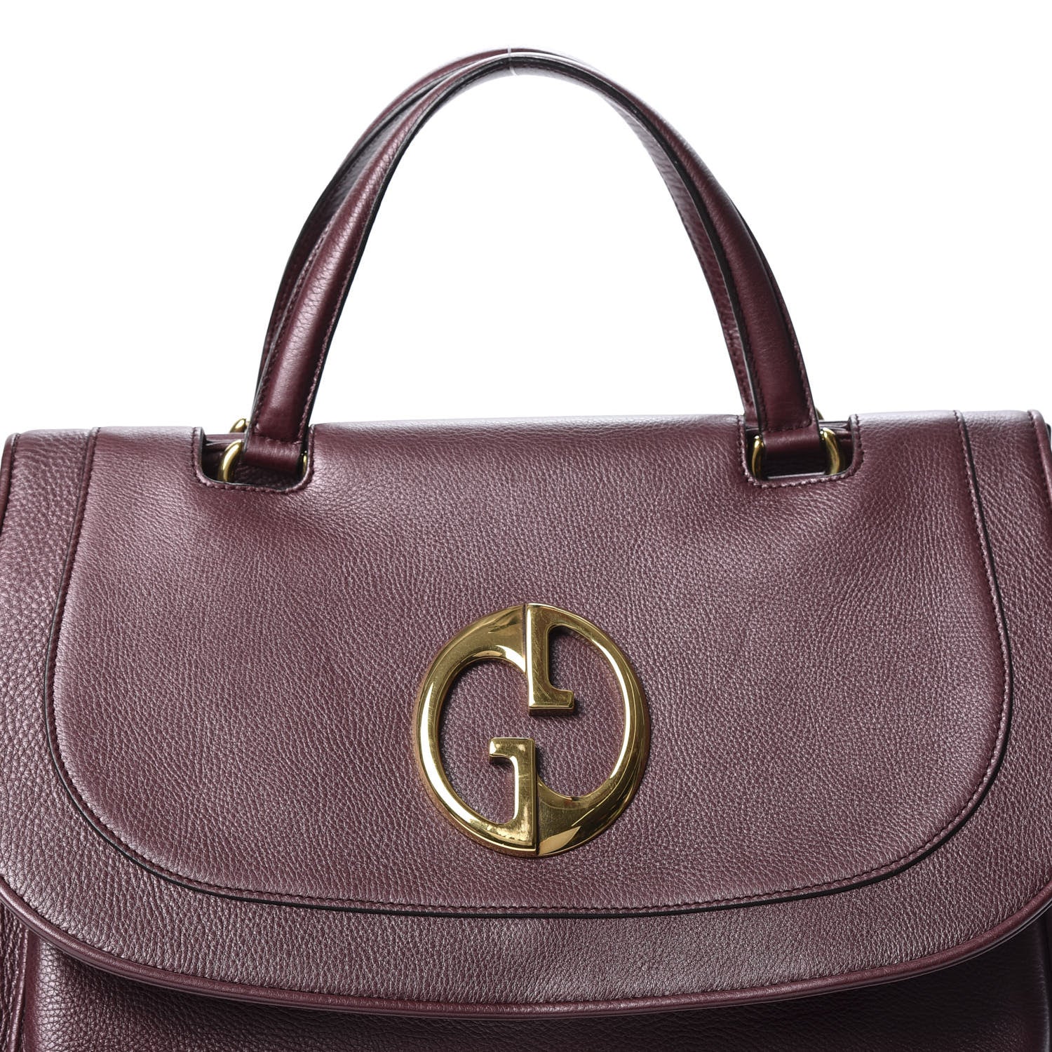 Gucci Metallic Pebbled Calfskin Medium 1973 Top Handle Satchel Burgundy 9 of 9
