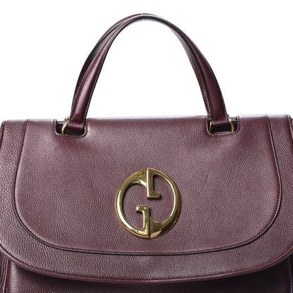 Gucci Metallic Pebbled Calfskin Medium 1973 Top Handle Satchel Burgundy 9 of 9