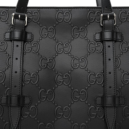 Gucci Calfskin GG Tennis Embossed Tote Bag Black 8 of 10