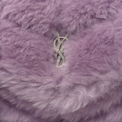 Saint Laurent Shearling Quilted Monogram Loulou Puffer Pouch Clutch Lilac 11 of 13