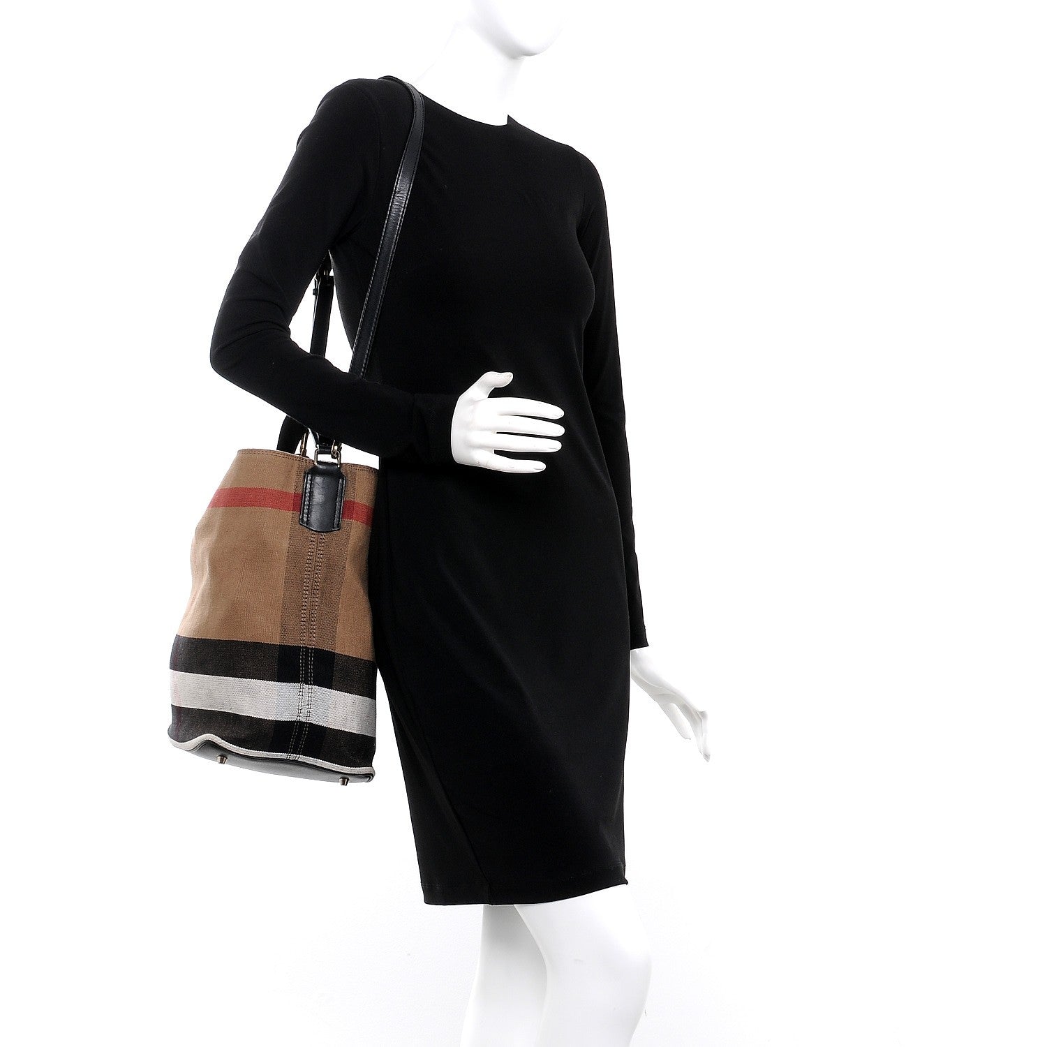 Burberry Canvas Mega Check Medium Susanna Hobo Black 2 of 11