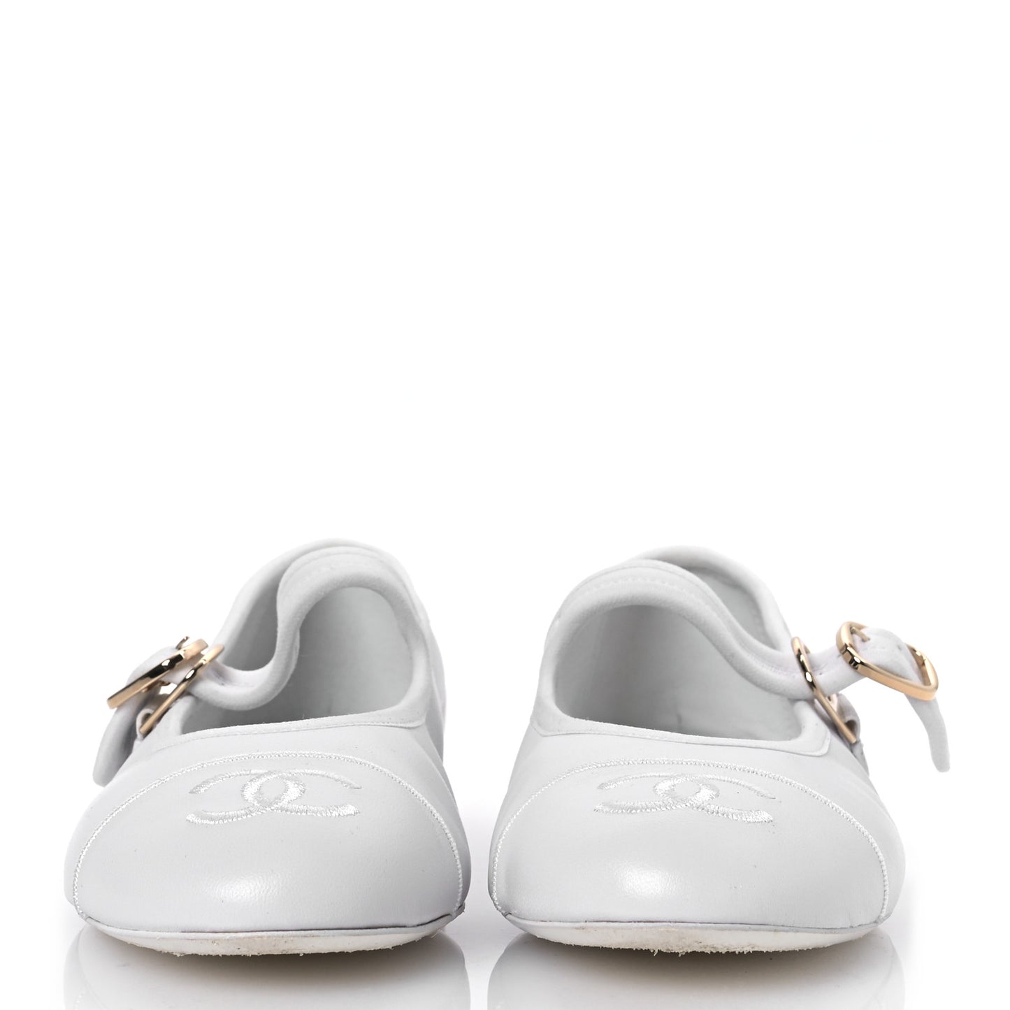 Lambskin Mary Jane Flats 37 White