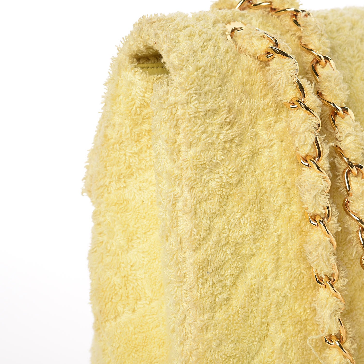 Chanel Terry Cotton Quilted XL Jumbo Single Flap Yellow 14 of 17
