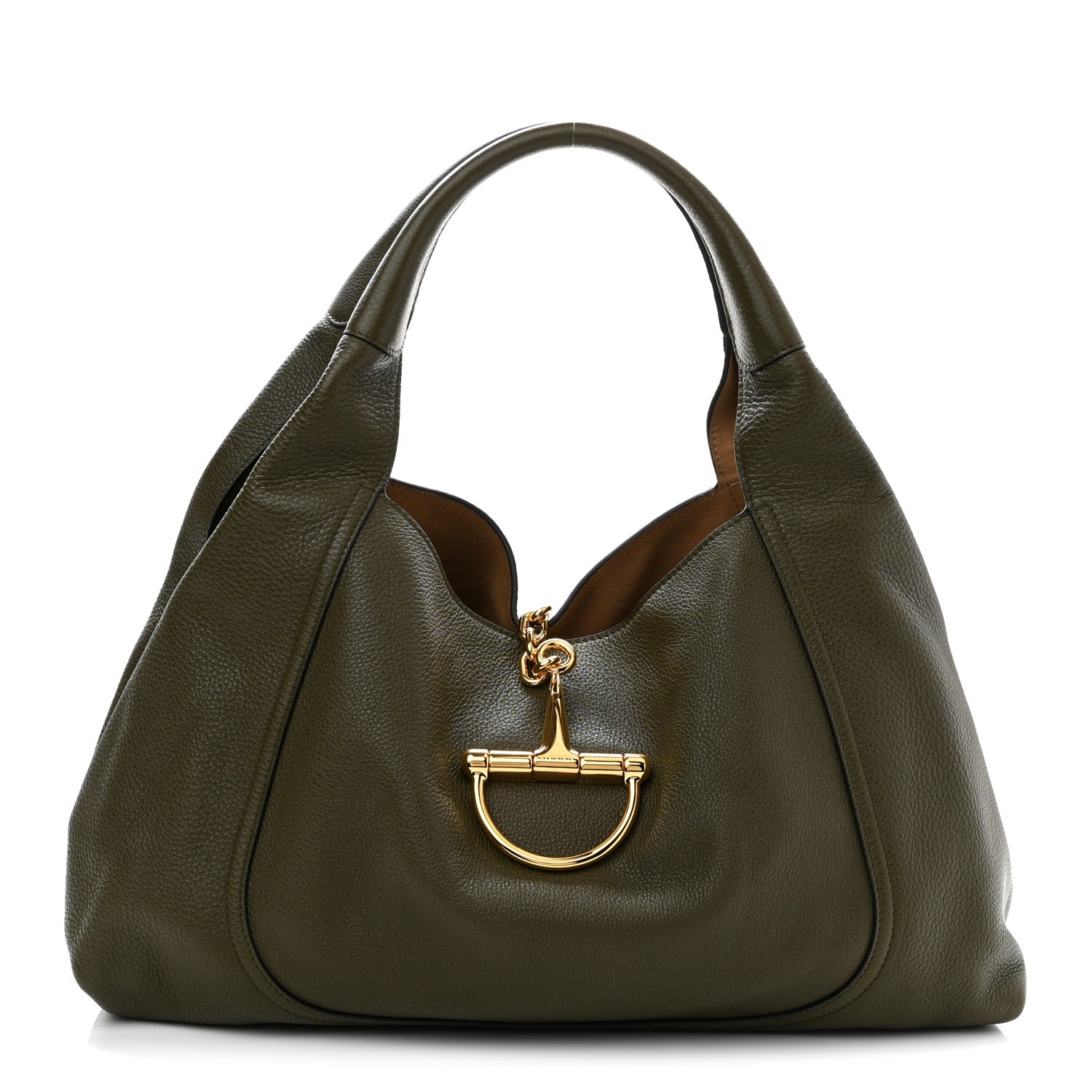 Gucci Grained Calfskin Softbit Maxi Shoulder Bag Forest Green 1 of 10